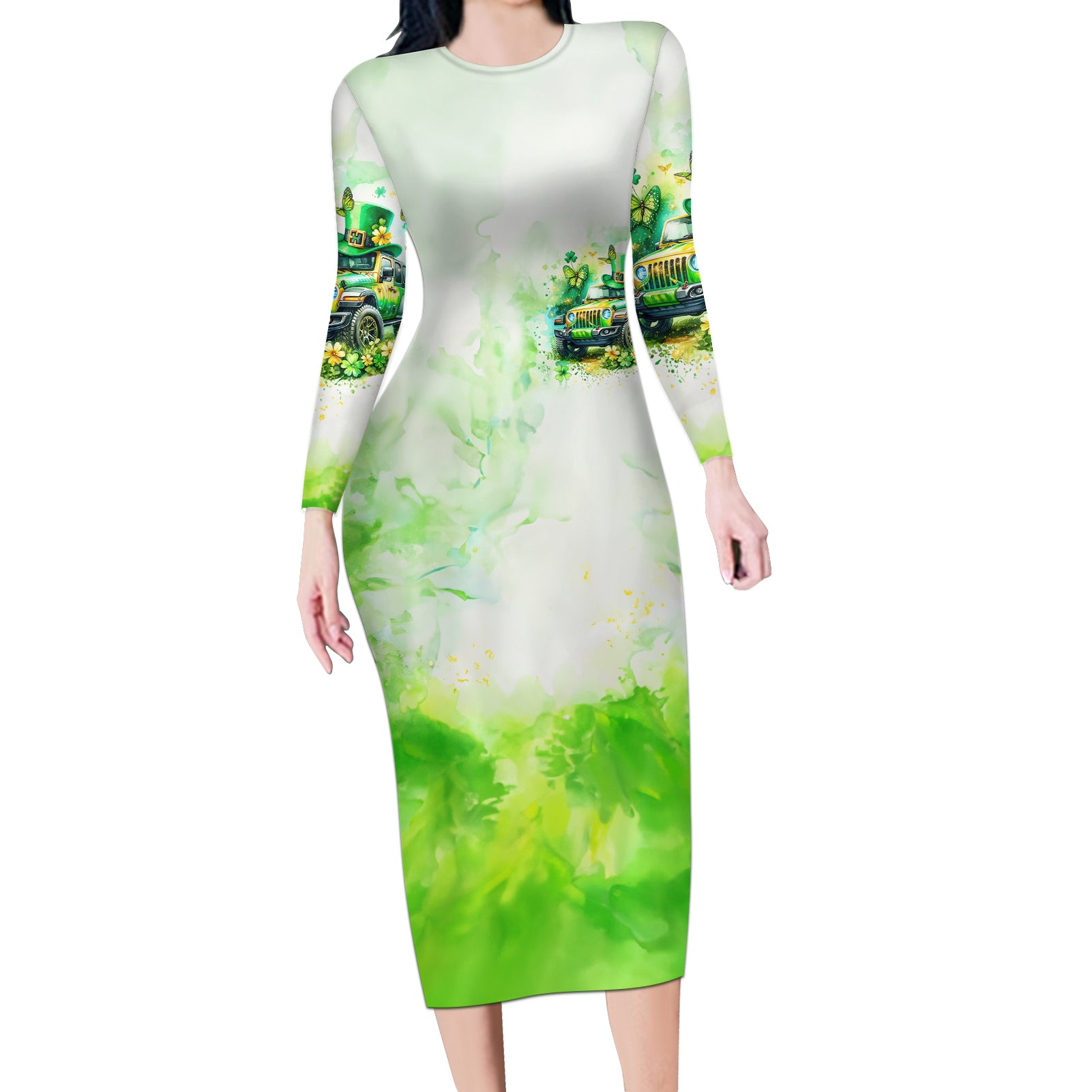 Irish Jeep Long Sleeve Bodycon Dress Jeep Girl