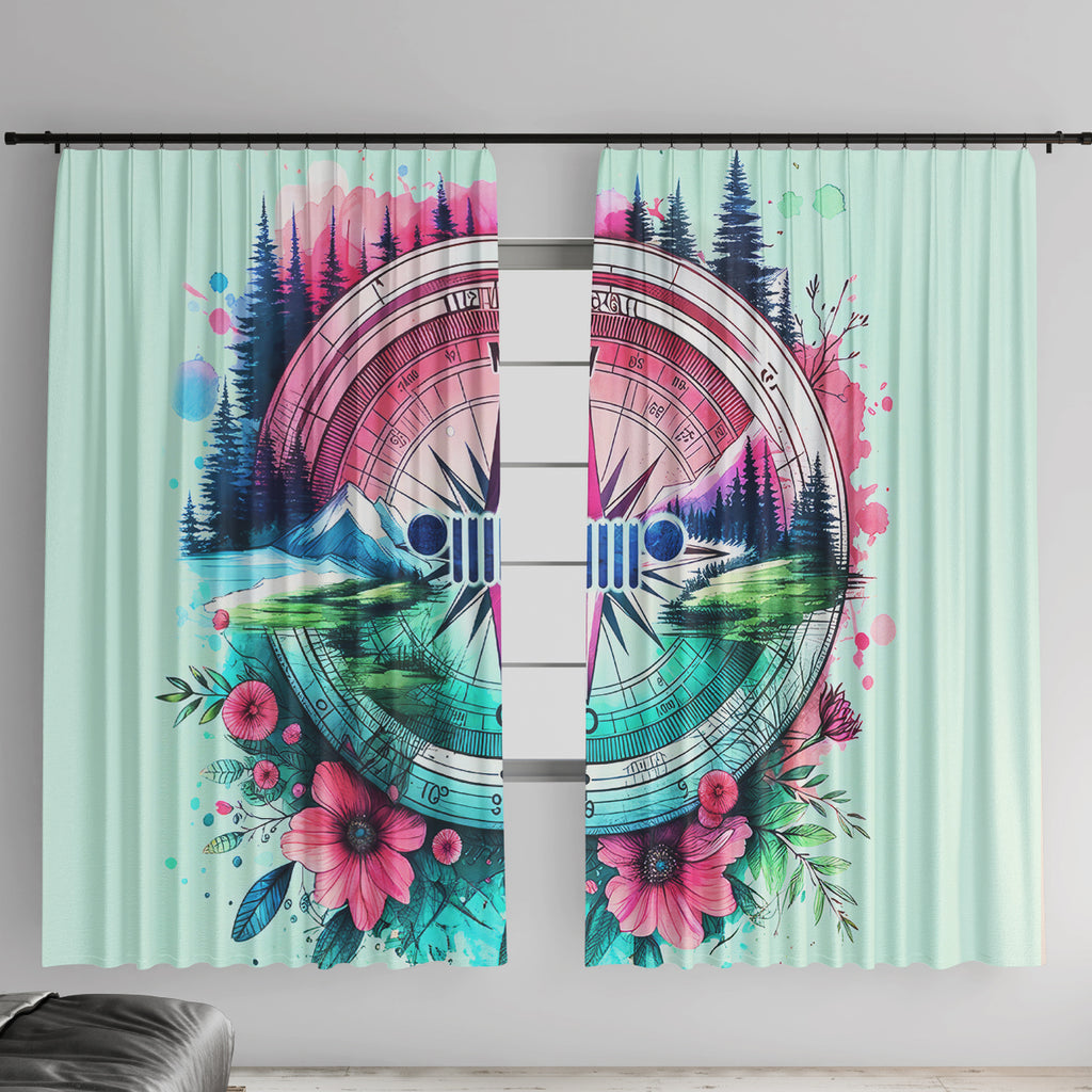 Jeep Life Window Curtain Compass Jeep