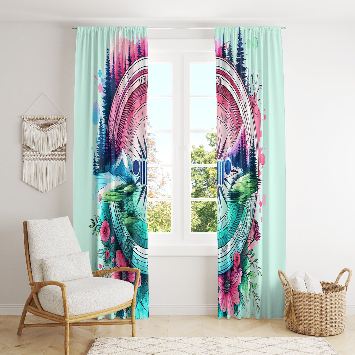 Jeep Life Window Curtain Compass Jeep
