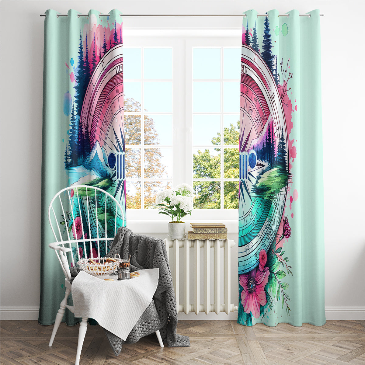 Jeep Life Window Curtain Compass Jeep