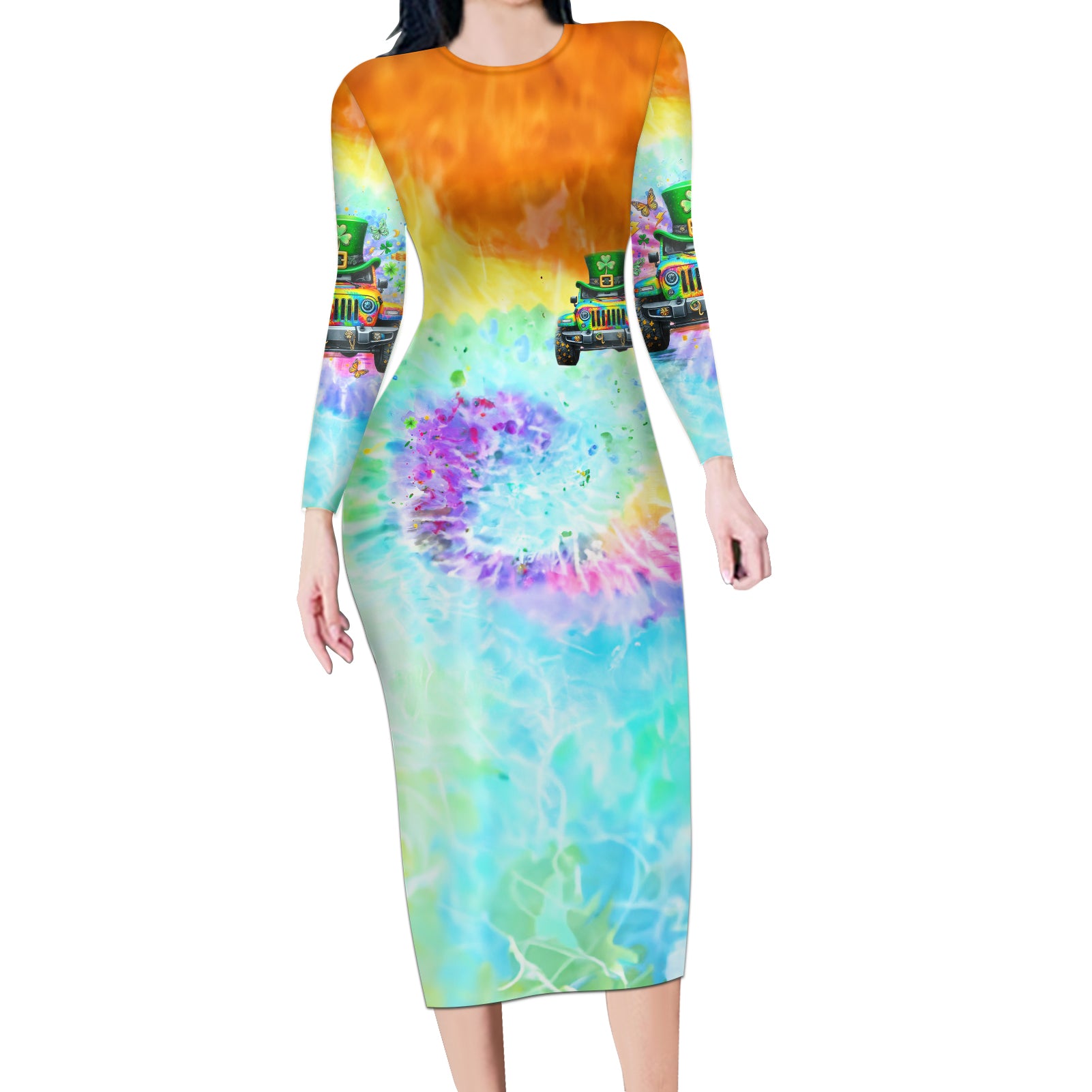 Irish Jeep Long Sleeve Bodycon Dress The Best Grandmas Drive Jeeps