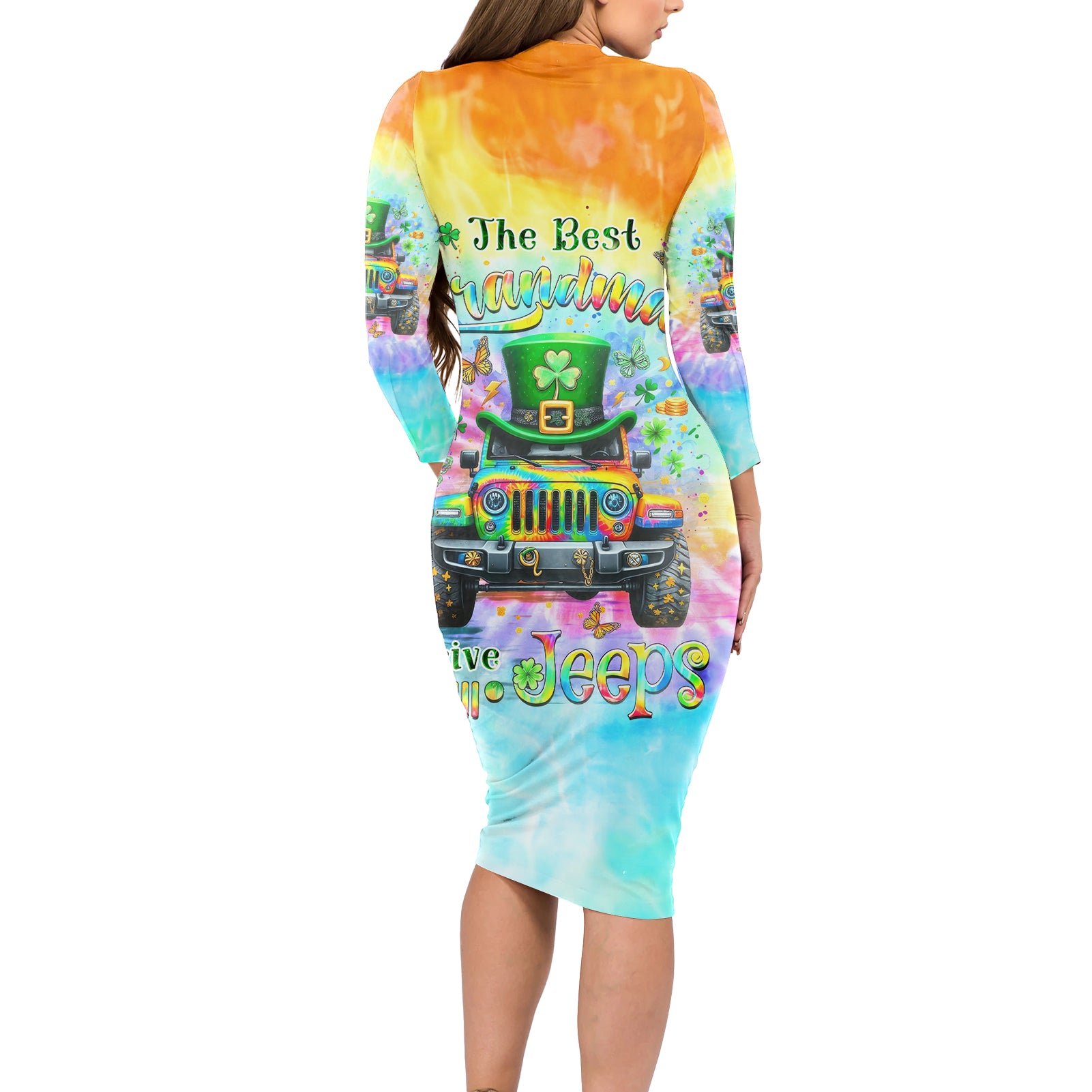 Irish Jeep Long Sleeve Bodycon Dress The Best Grandmas Drive Jeeps