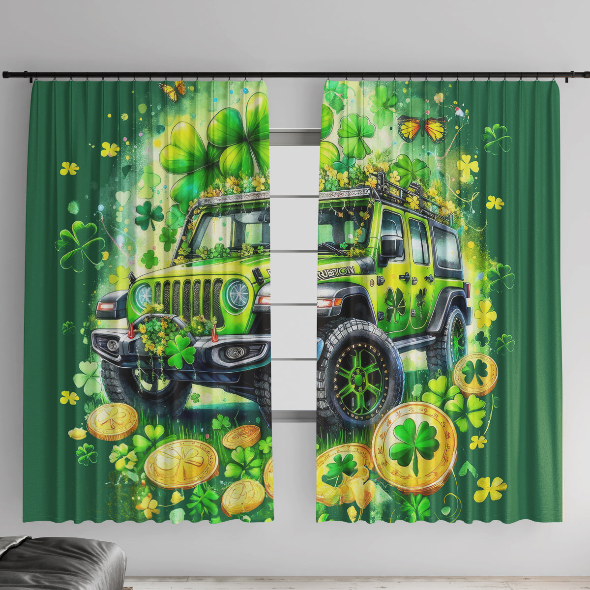 Irish Jeep Window Curtain In March We Wear Green