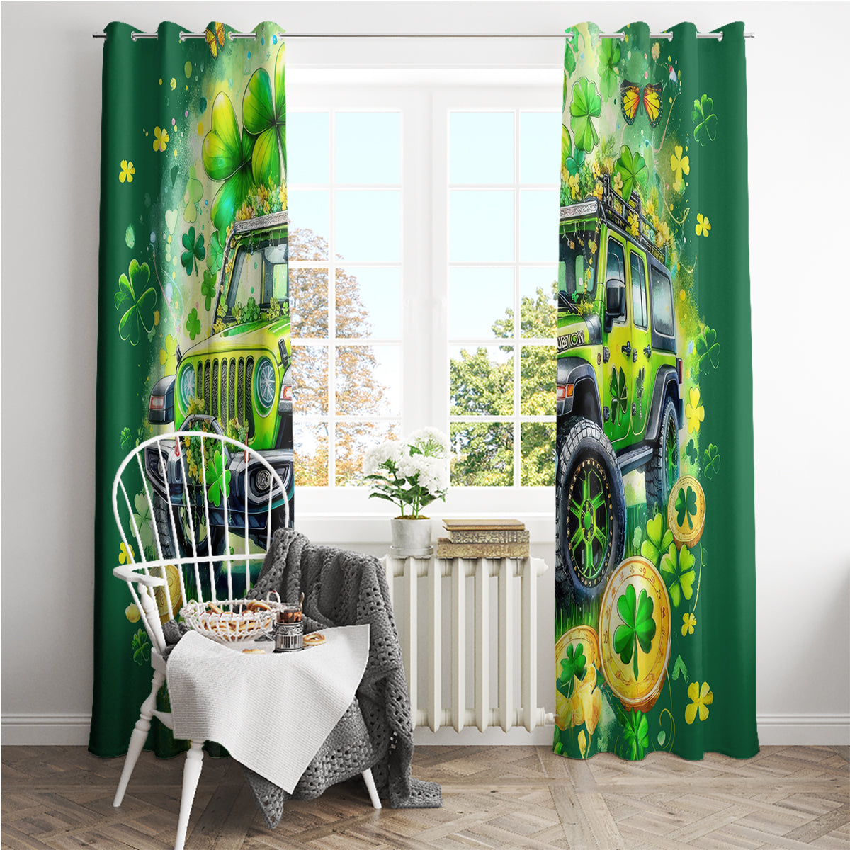 Irish Jeep Window Curtain In March We Wear Green