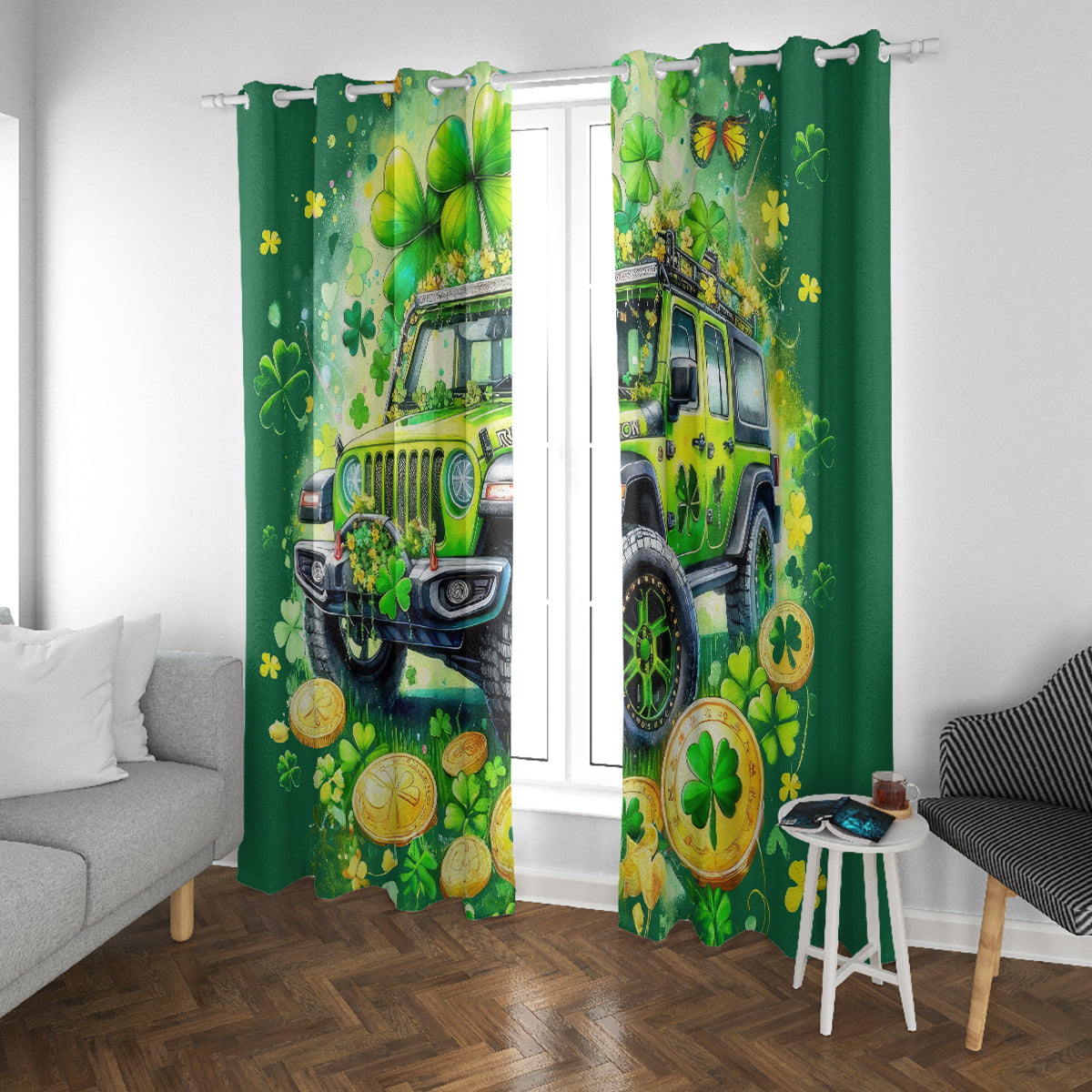 Irish Jeep Window Curtain In March We Wear Green