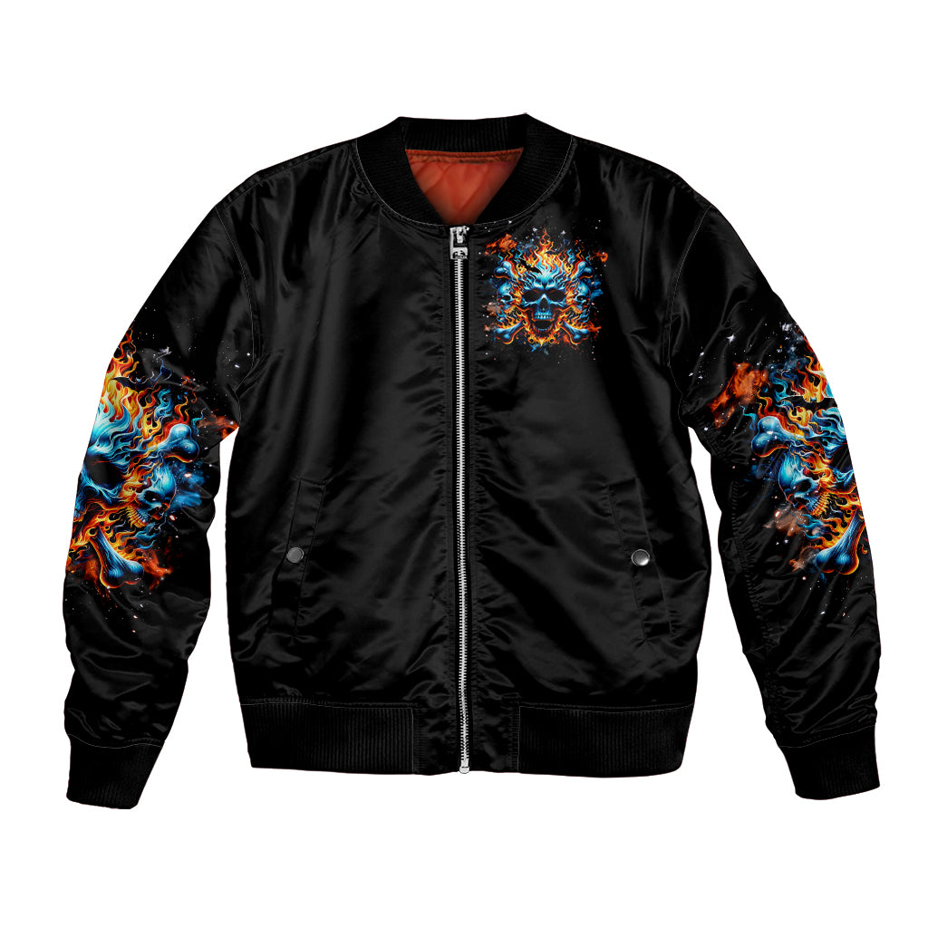Flame Skull Bomber Jacket When I Was Born The Devil Said Ohh Shit Competition