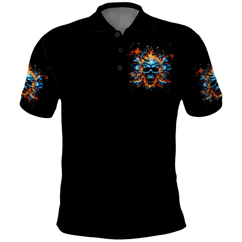 Flame Skull Polo Shirt When I Was Born The Devil Said Ohh Shit Competition