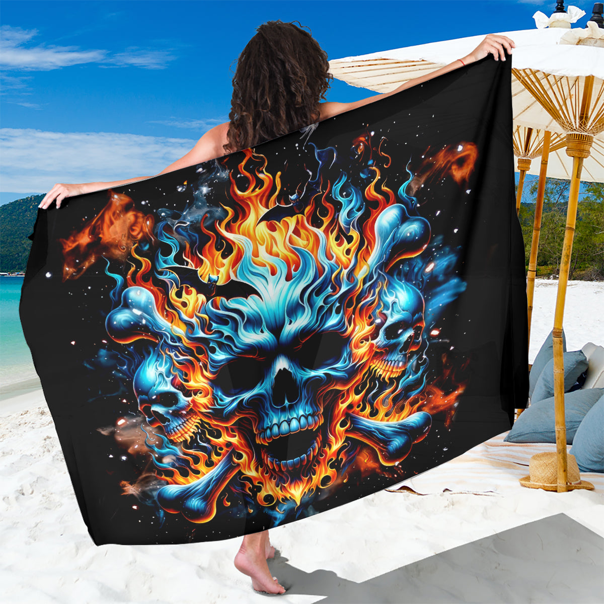 Flame Skull Sarong When I Was Born The Devil Said Ohh Shit Competition