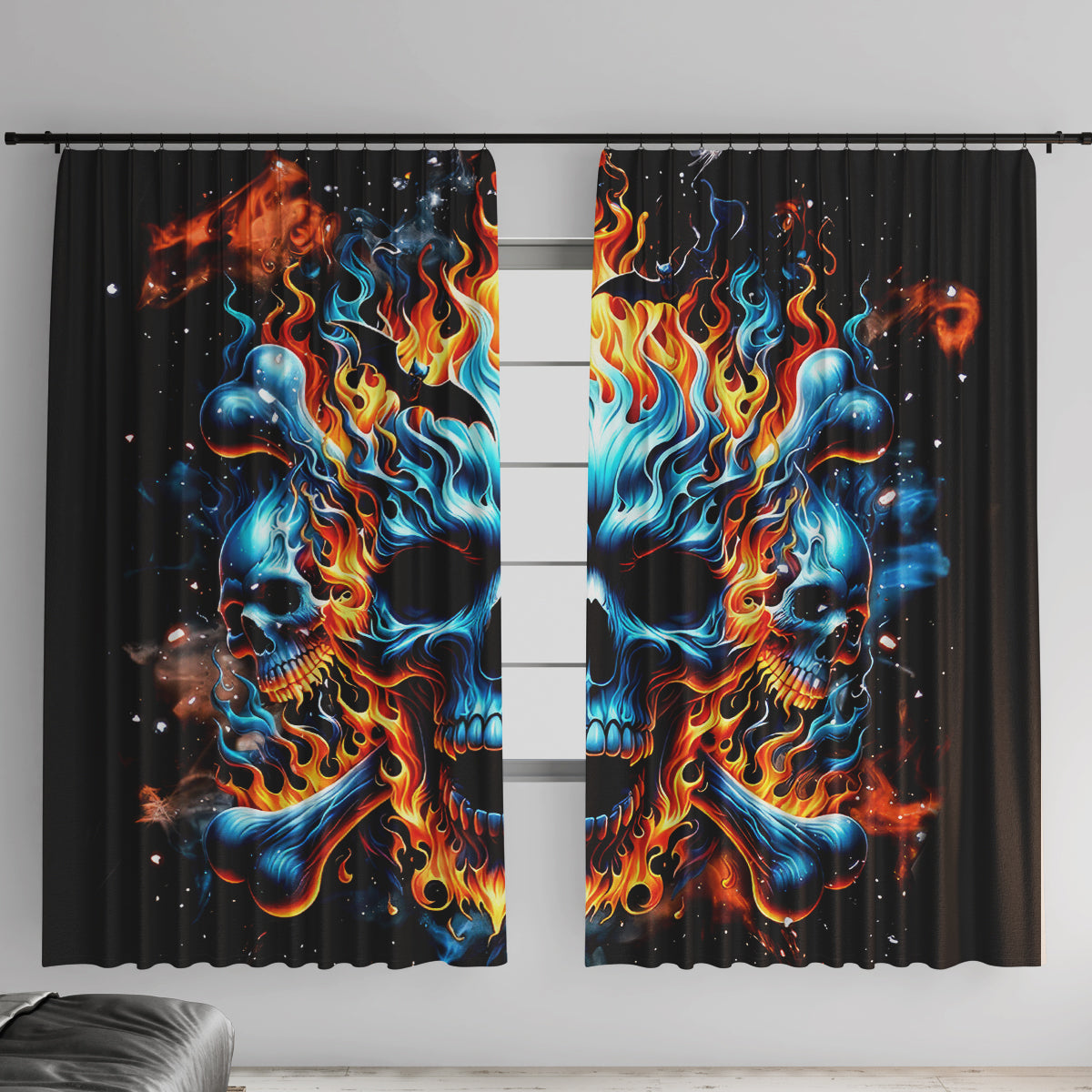 Flame Skull Window Curtain When I Was Born The Devil Said Ohh Shit Competition