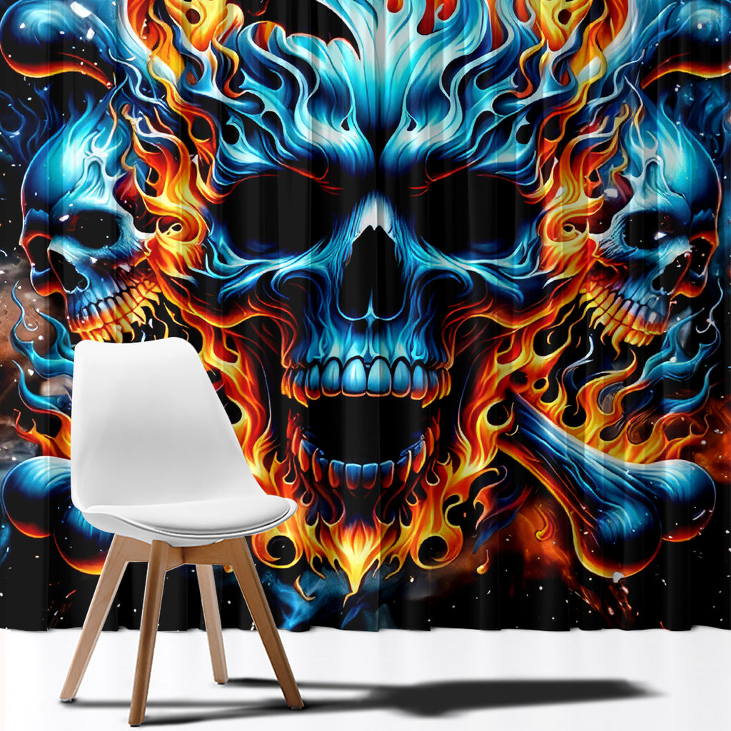 Flame Skull Window Curtain When I Was Born The Devil Said Ohh Shit Competition