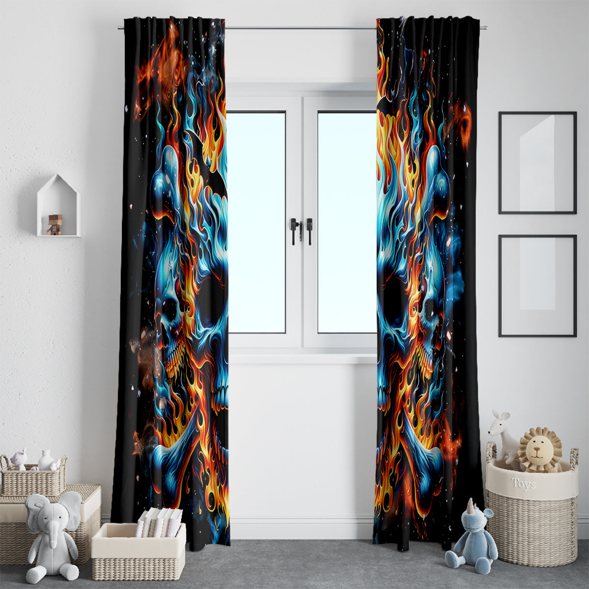 Flame Skull Window Curtain When I Was Born The Devil Said Ohh Shit Competition