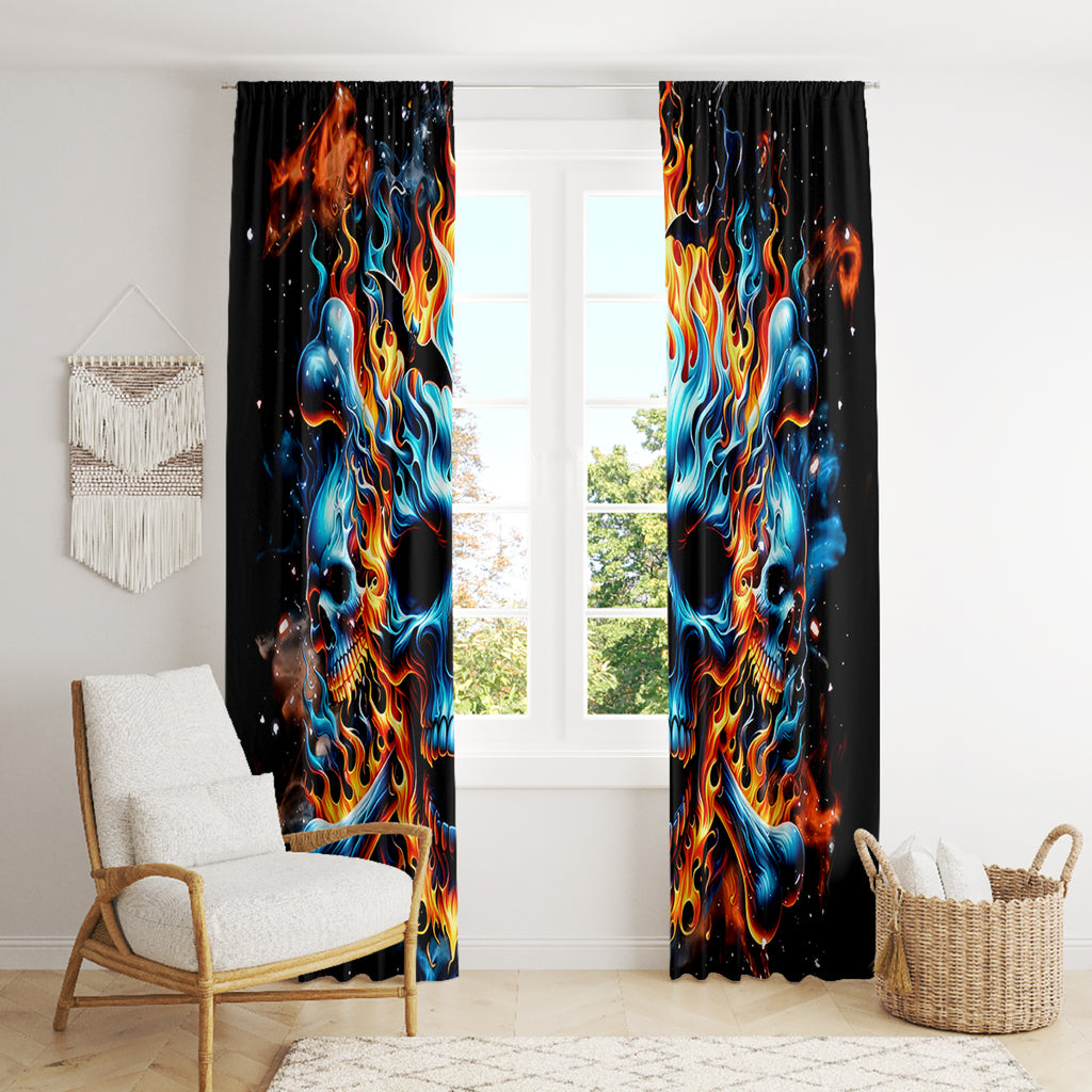 Flame Skull Window Curtain When I Was Born The Devil Said Ohh Shit Competition