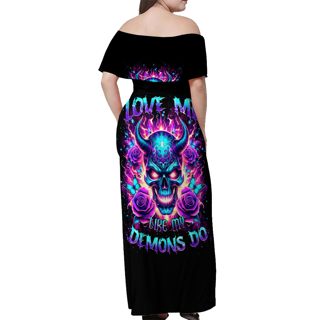 Thunder Skull Off Shoulder Maxi Dress Love Me Like My Demons Do