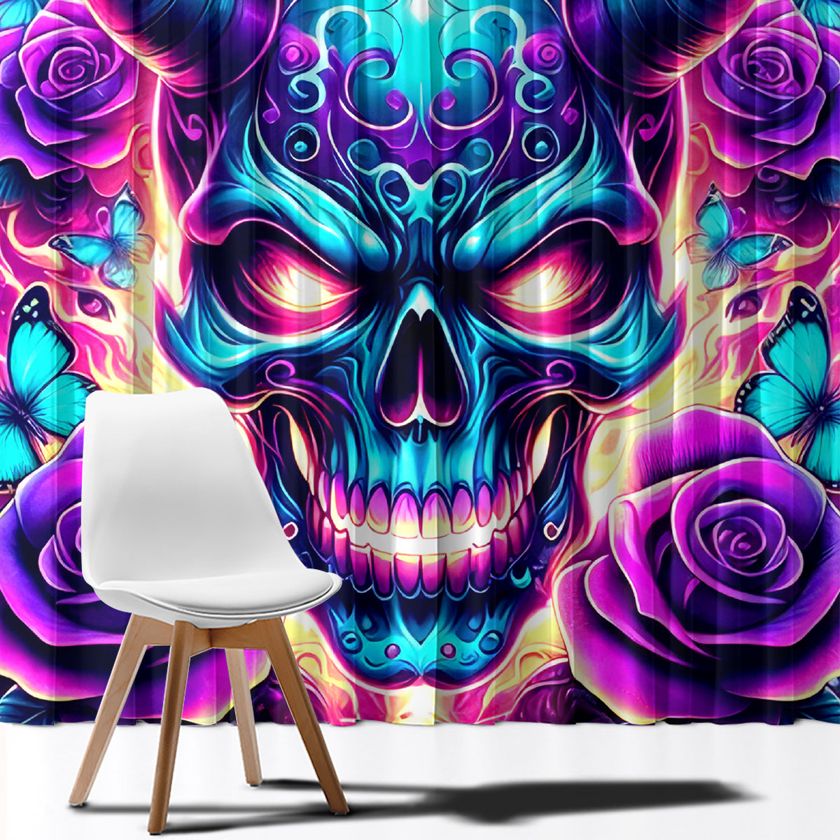 Thunder Skull Window Curtain Love Me Like My Demons Do