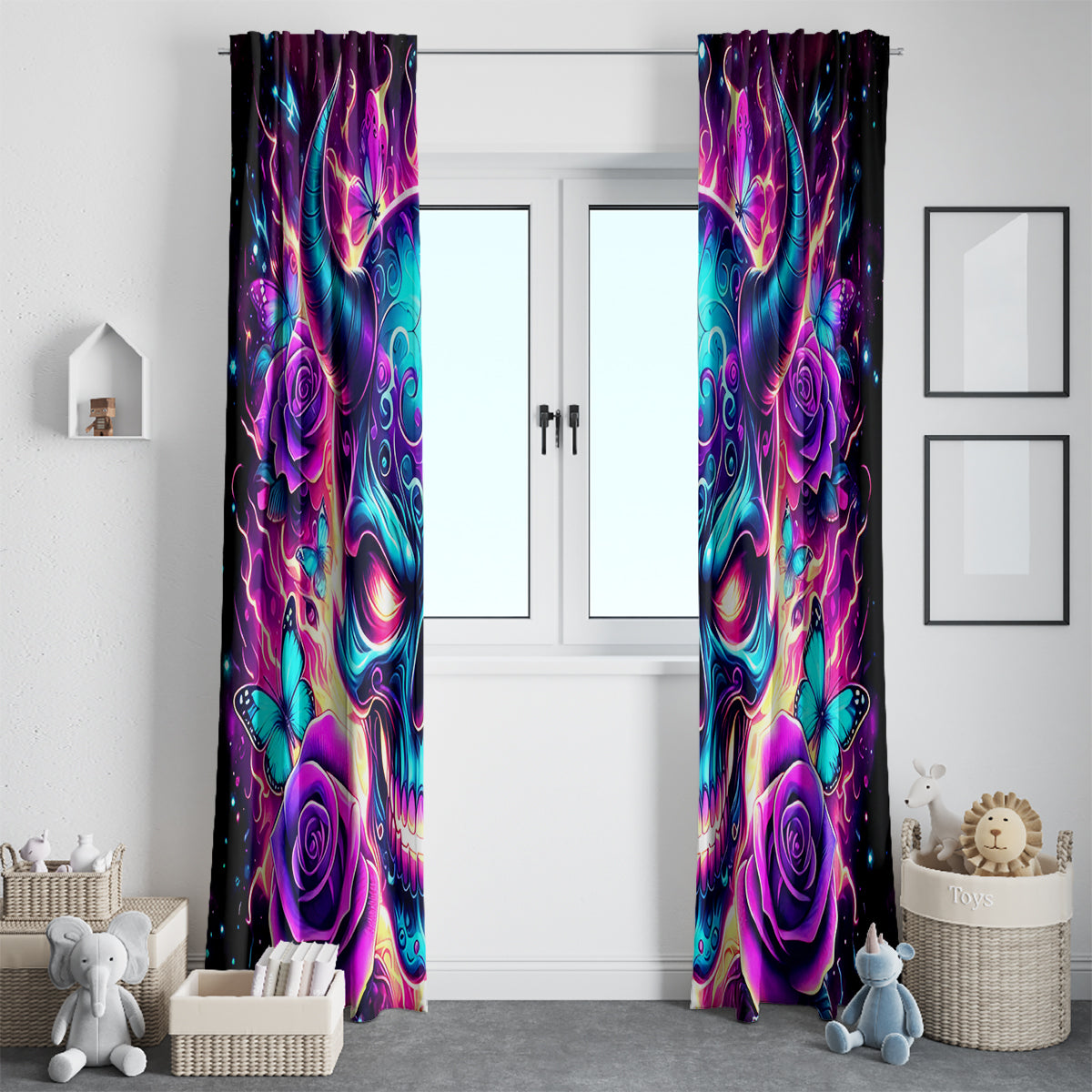 Thunder Skull Window Curtain Love Me Like My Demons Do