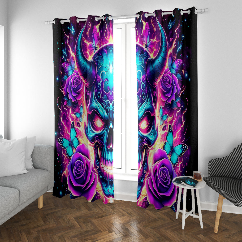 Thunder Skull Window Curtain Love Me Like My Demons Do