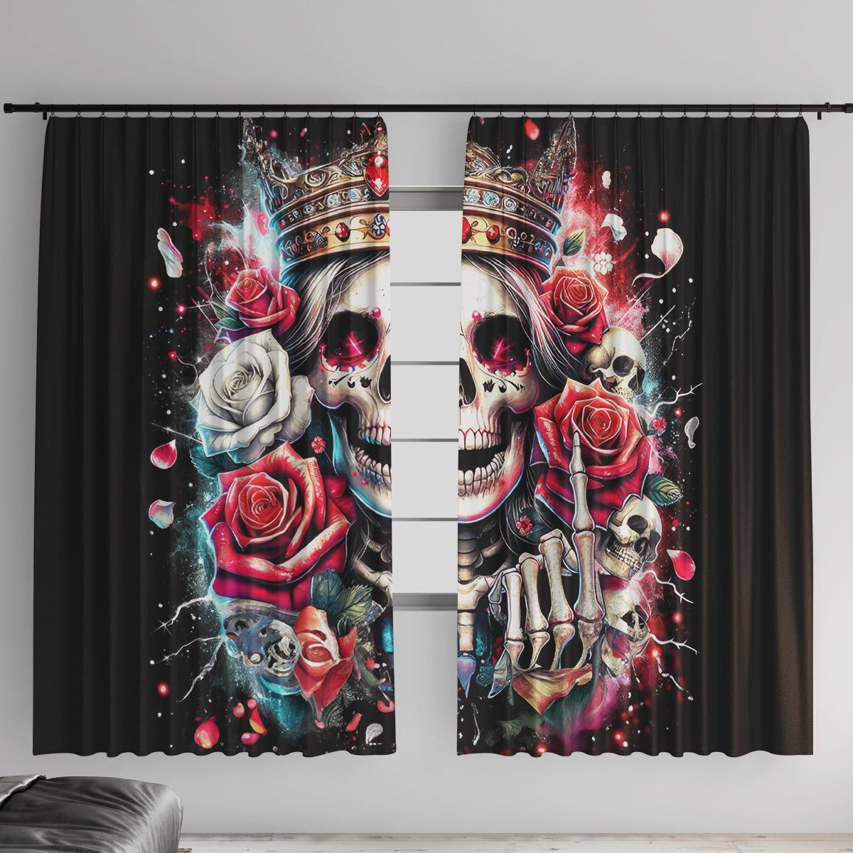 Queen Skull Window Curtain Bitch I'm Not A Princess I'm The Fucking Queen