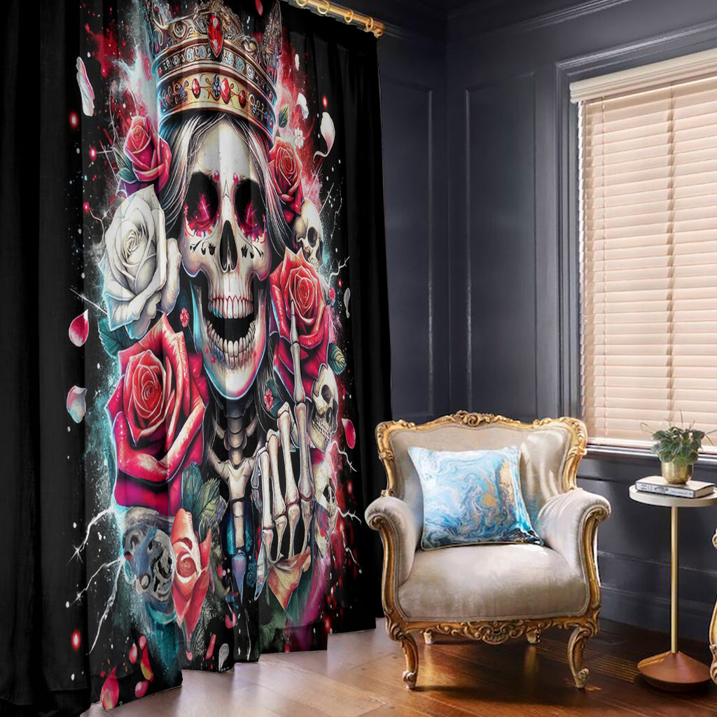 Queen Skull Window Curtain Bitch I'm Not A Princess I'm The Fucking Queen