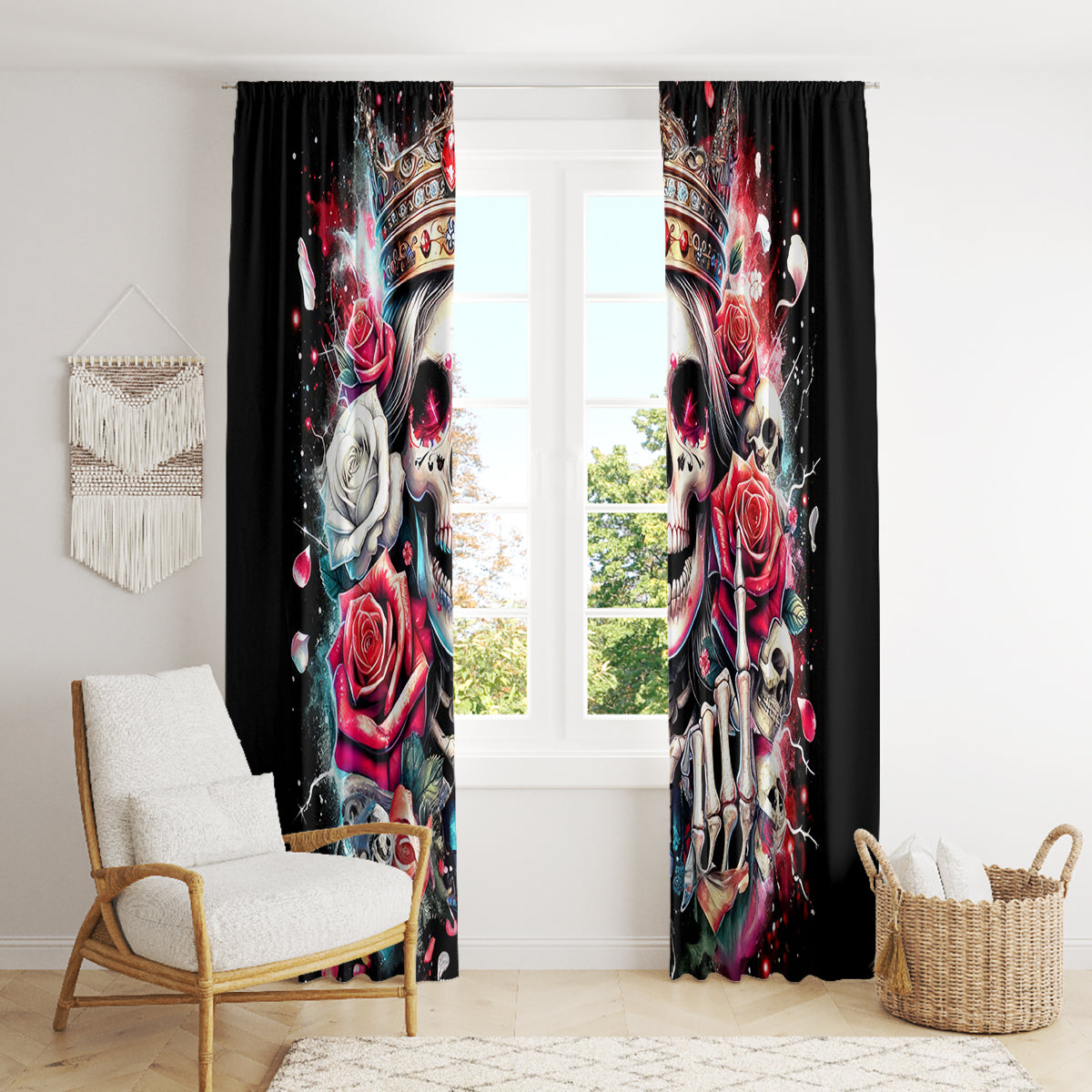 Queen Skull Window Curtain Bitch I'm Not A Princess I'm The Fucking Queen