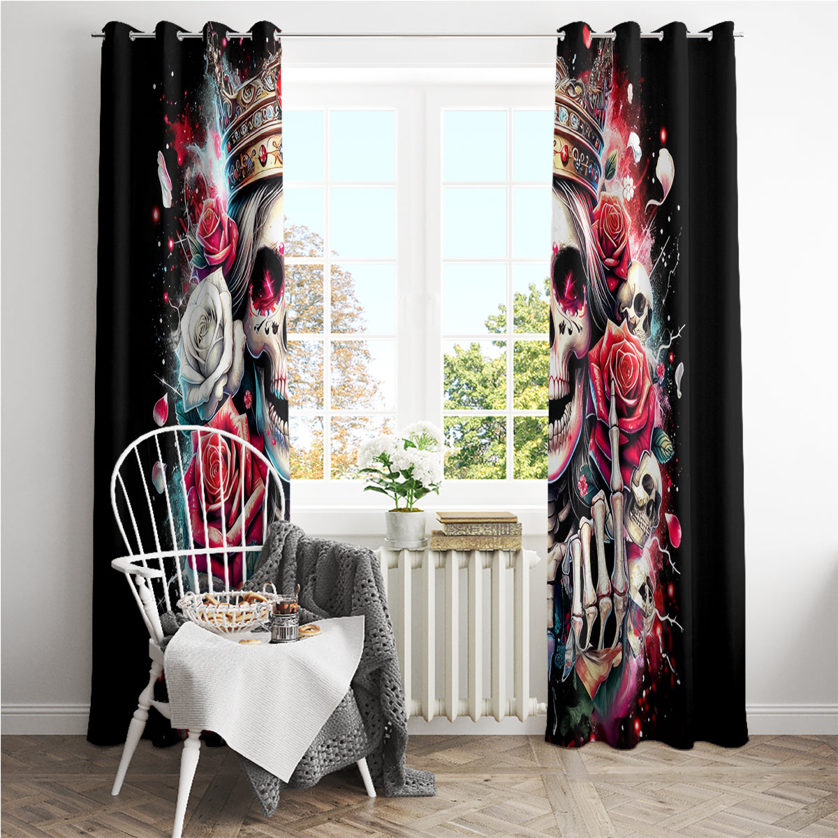Queen Skull Window Curtain Bitch I'm Not A Princess I'm The Fucking Queen