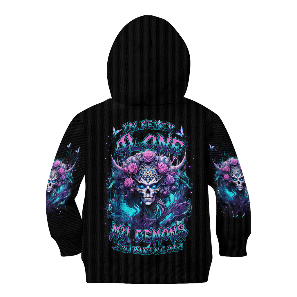 Rose Skull Kid Hoodie I'm Never Alone My Demons Are With Me 24/7