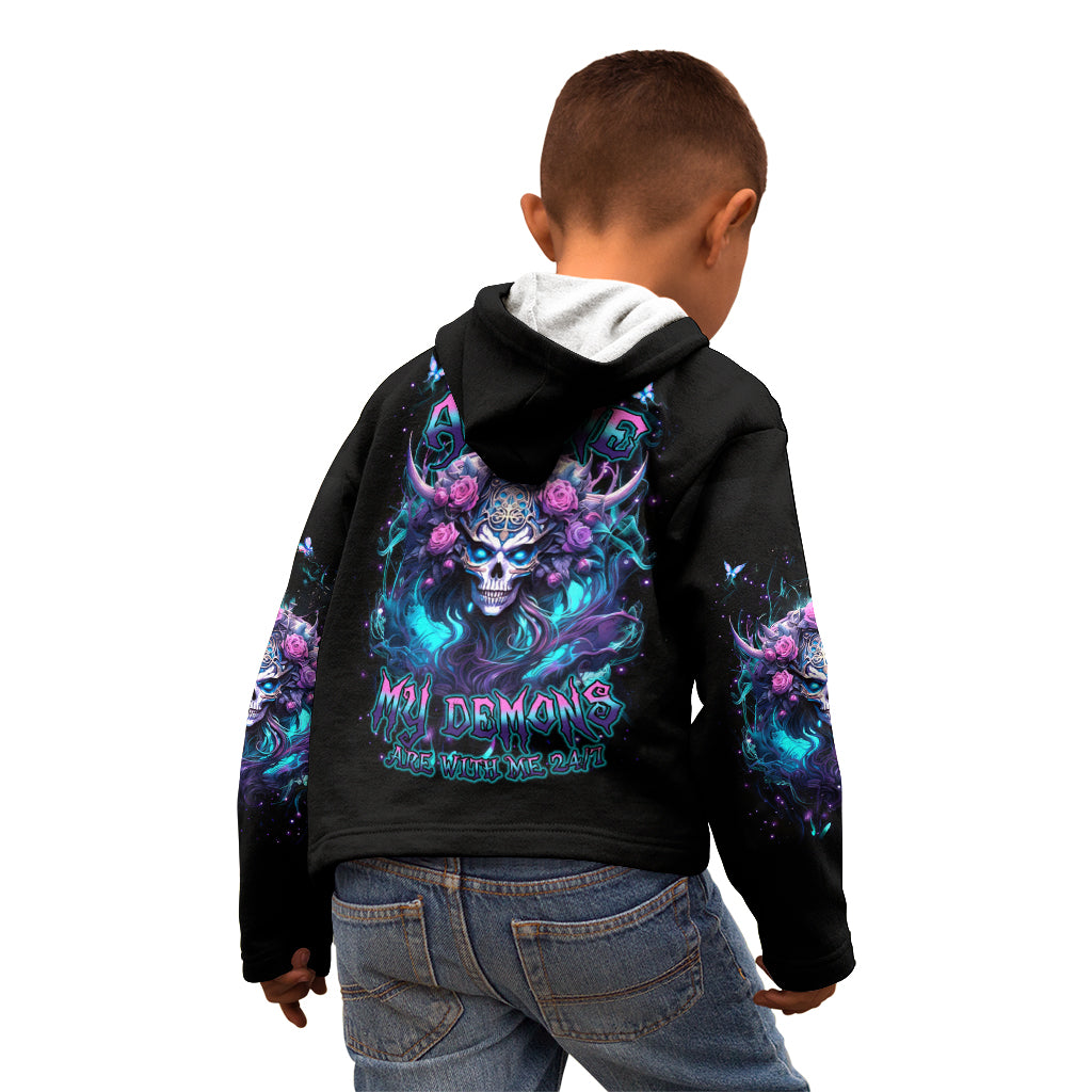 Rose Skull Kid Hoodie I'm Never Alone My Demons Are With Me 24/7