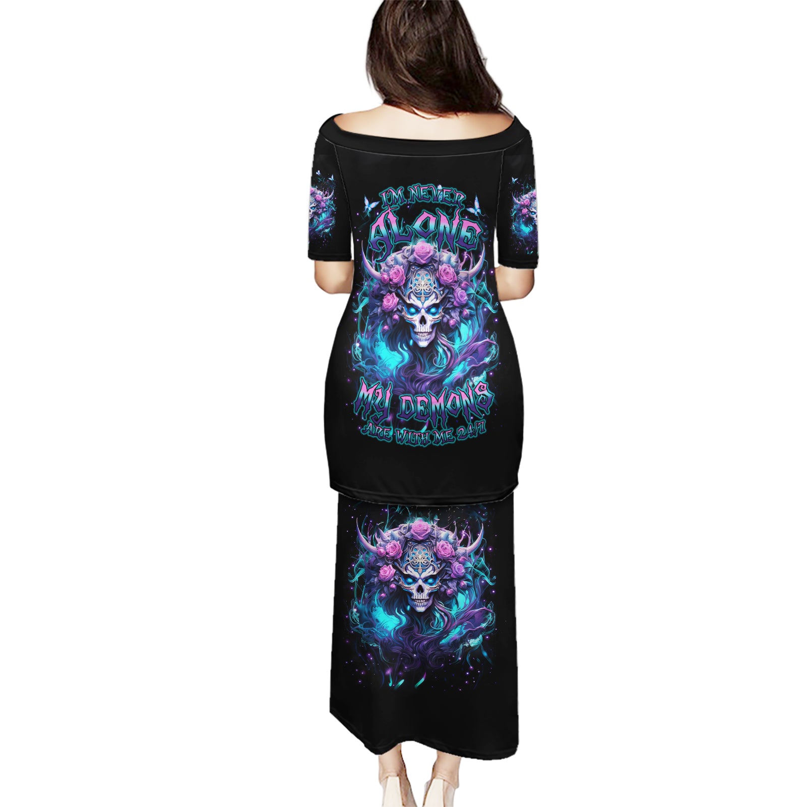 Rose Skull Puletasi I'm Never Alone My Demons Are With Me 24/7