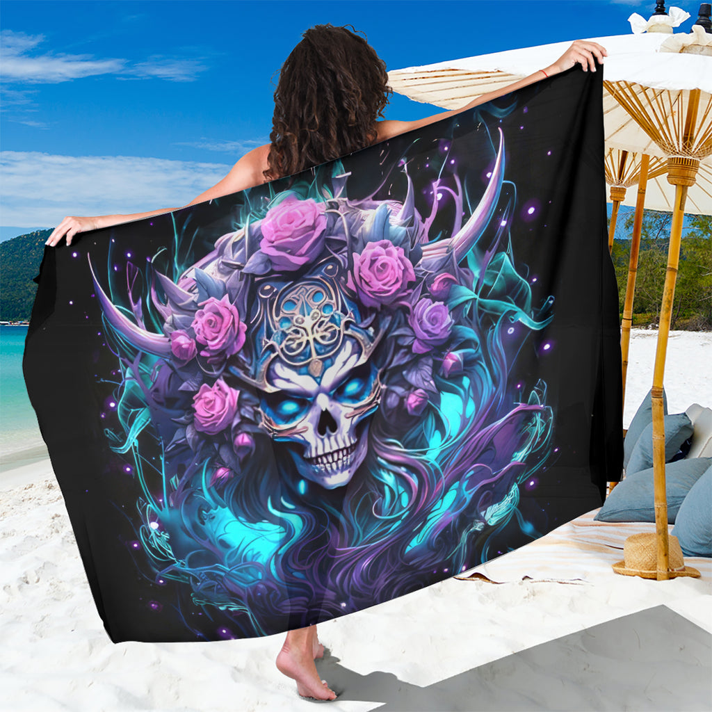 Rose Skull Sarong I'm Never Alone My Demons Are With Me 24/7