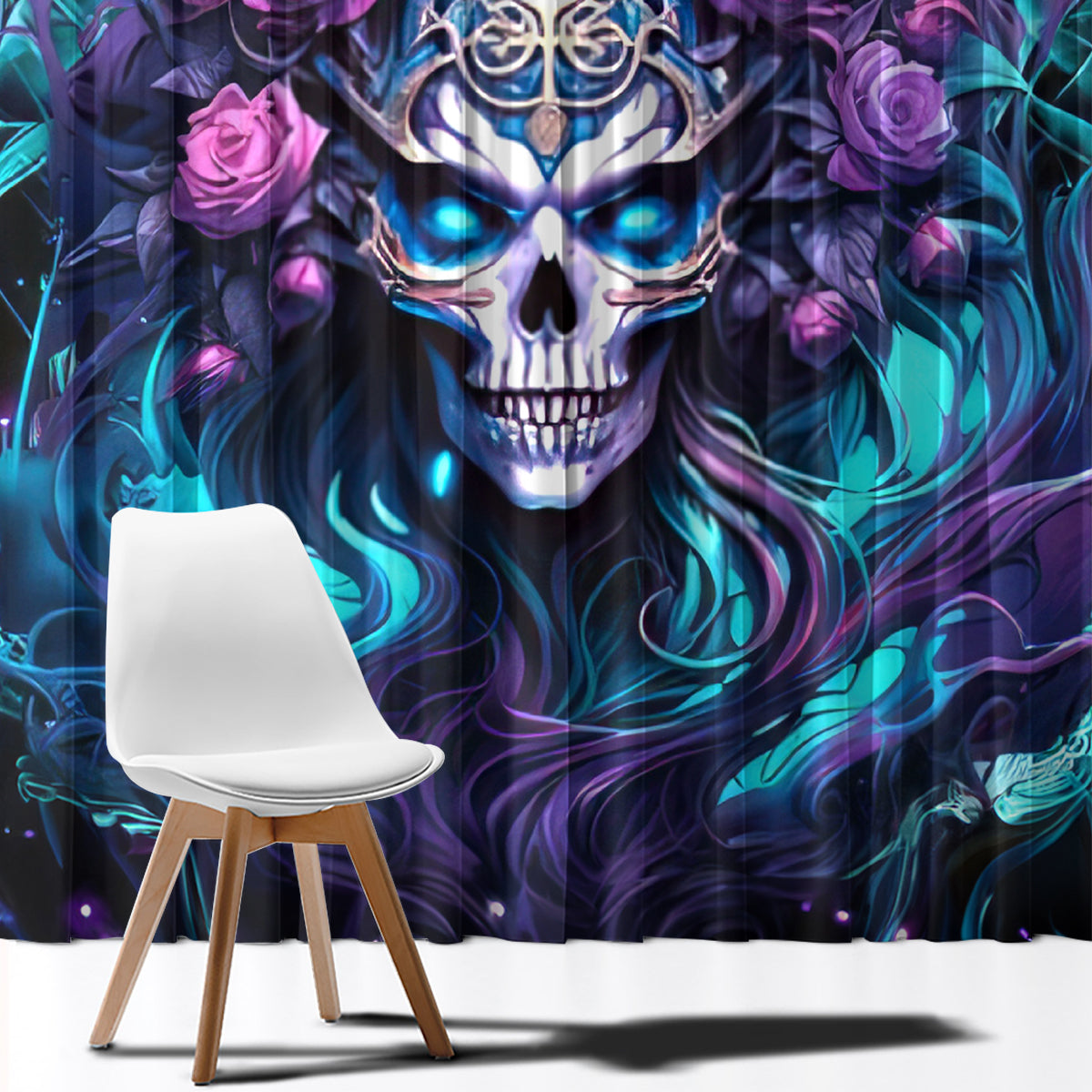 Rose Skull Window Curtain I'm Never Alone My Demons Are With Me 24/7