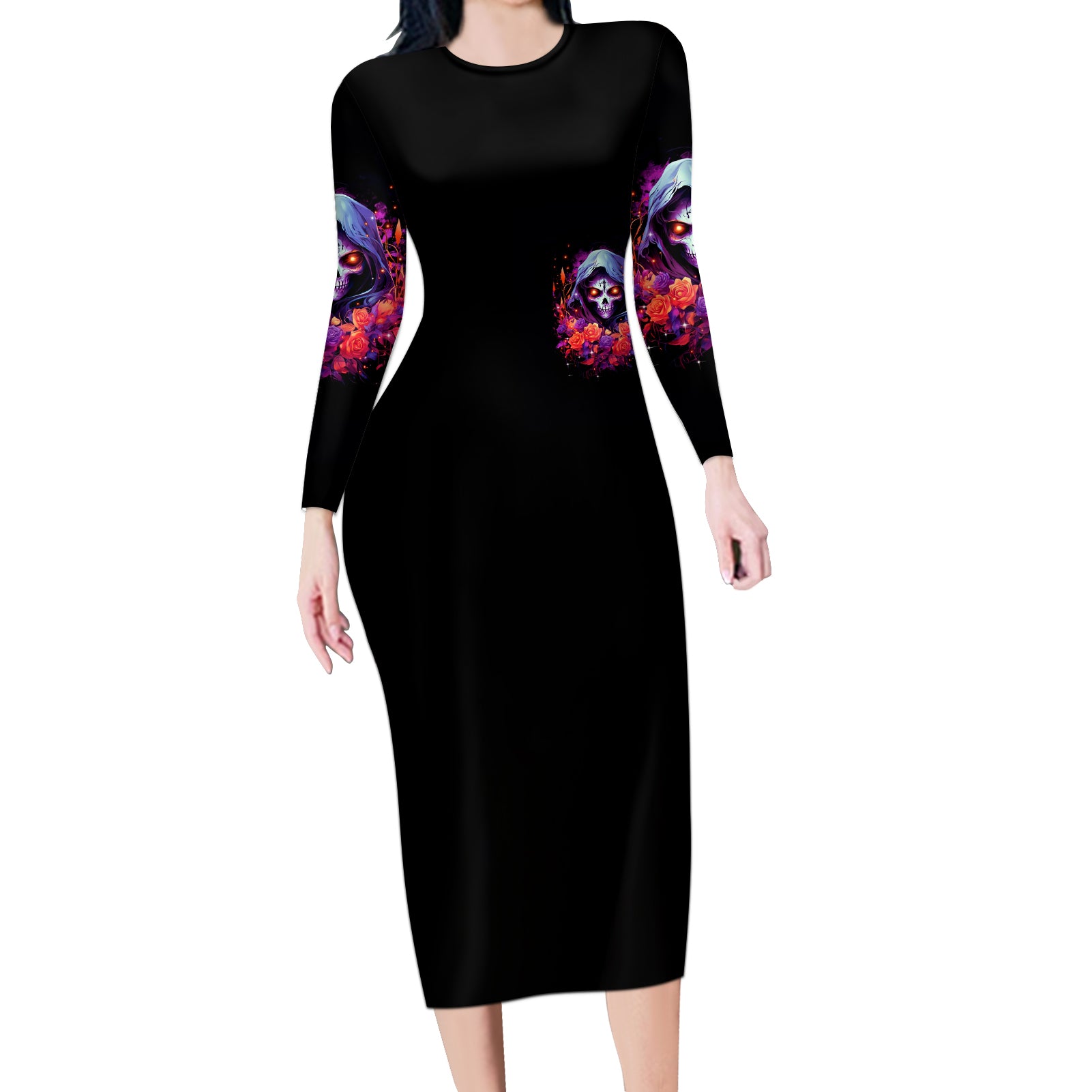 Rose Skull Long Sleeve Bodycon Dress F Bomb Mom I Sprinkle That Shit Like Confetti