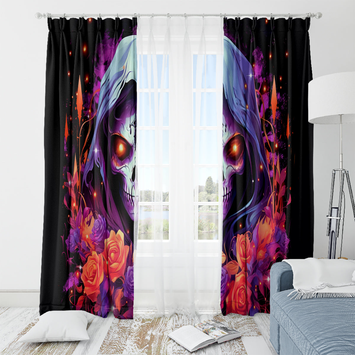 Rose Skull Window Curtain F Bomb Mom I Sprinkle That Shit Like Confetti