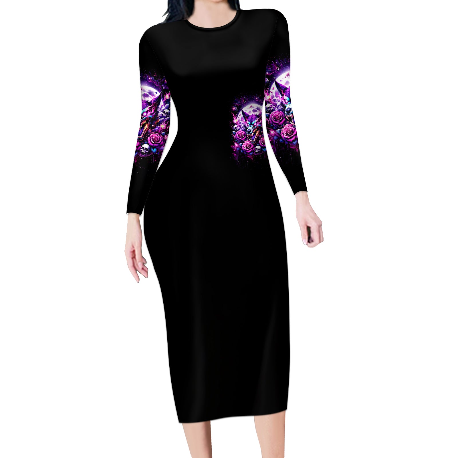 Rose Wolf Long Sleeve Bodycon Dress I May Not Be Perfect But At Least I'm Not You
