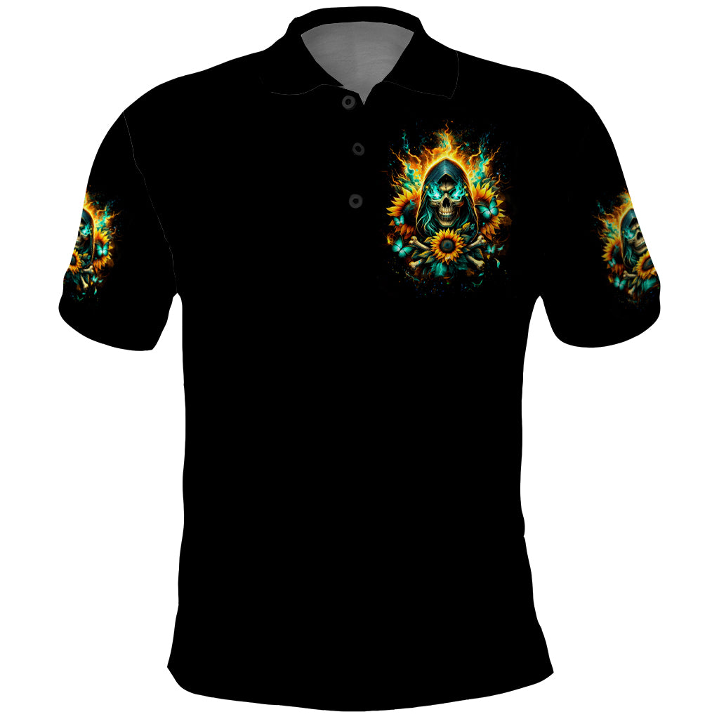Sunflower Skull Polo Shirt I'm Blunt Because God Rolled Me That Way