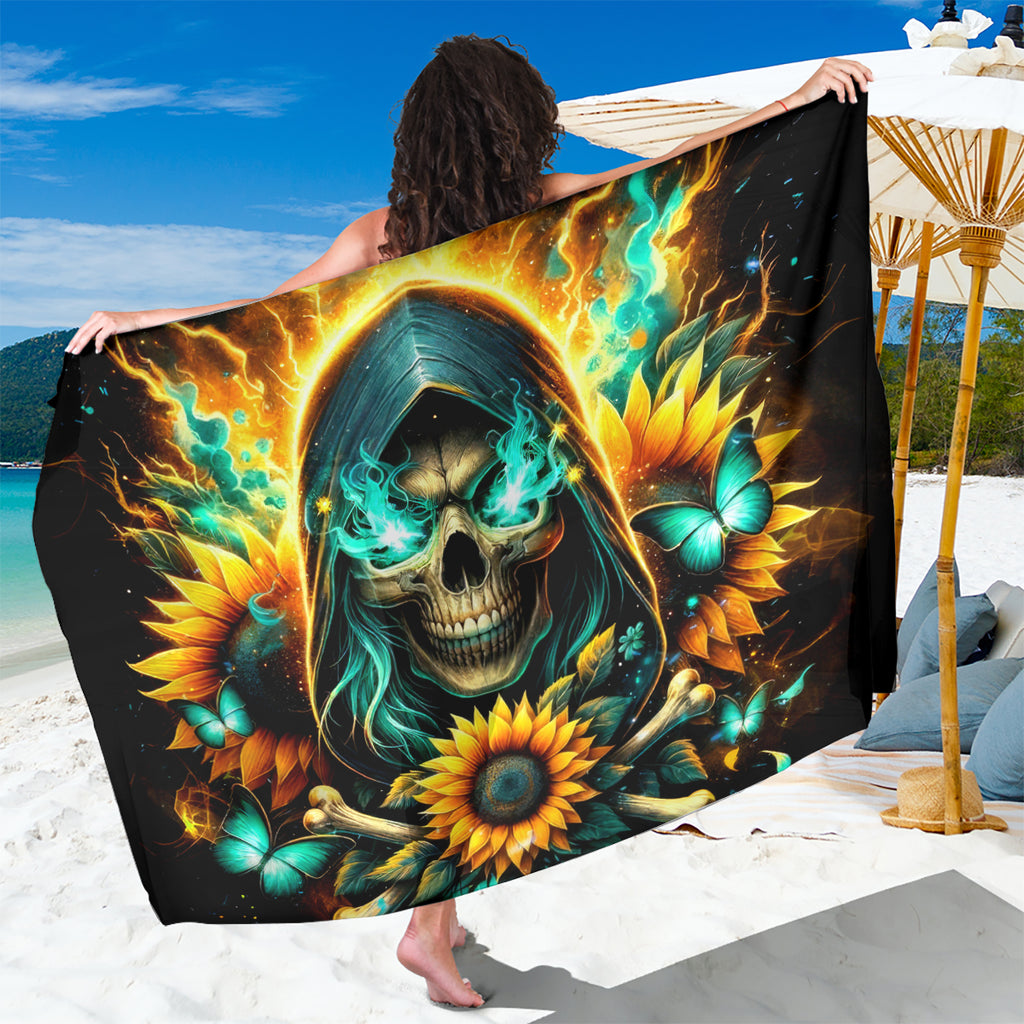 Sunflower Skull Sarong I'm Blunt Because God Rolled Me That Way