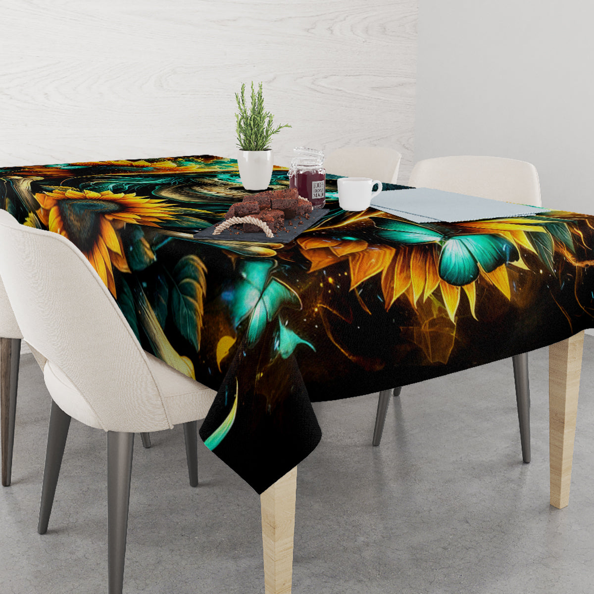 Sunflower Skull Tablecloth I'm Blunt Because God Rolled Me That Way