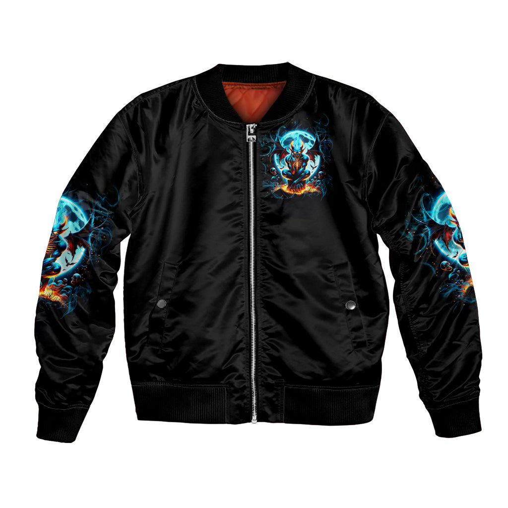 Devil Skull Bomber Jacket One Day I'm Gonna Just Say And Let My Demons Out Play