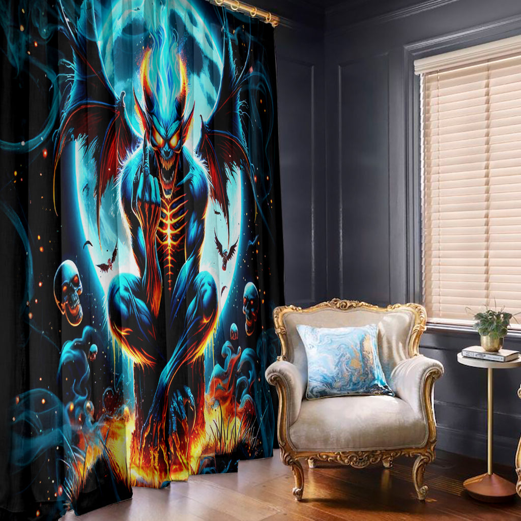 Devil Skull Window Curtain One Day I'm Gonna Just Say And Let My Demons Out Play