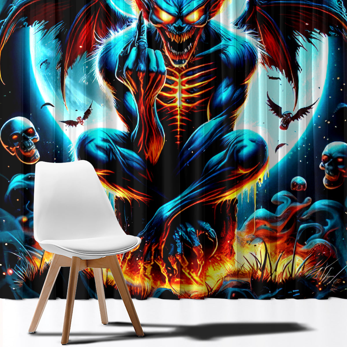 Devil Skull Window Curtain One Day I'm Gonna Just Say And Let My Demons Out Play