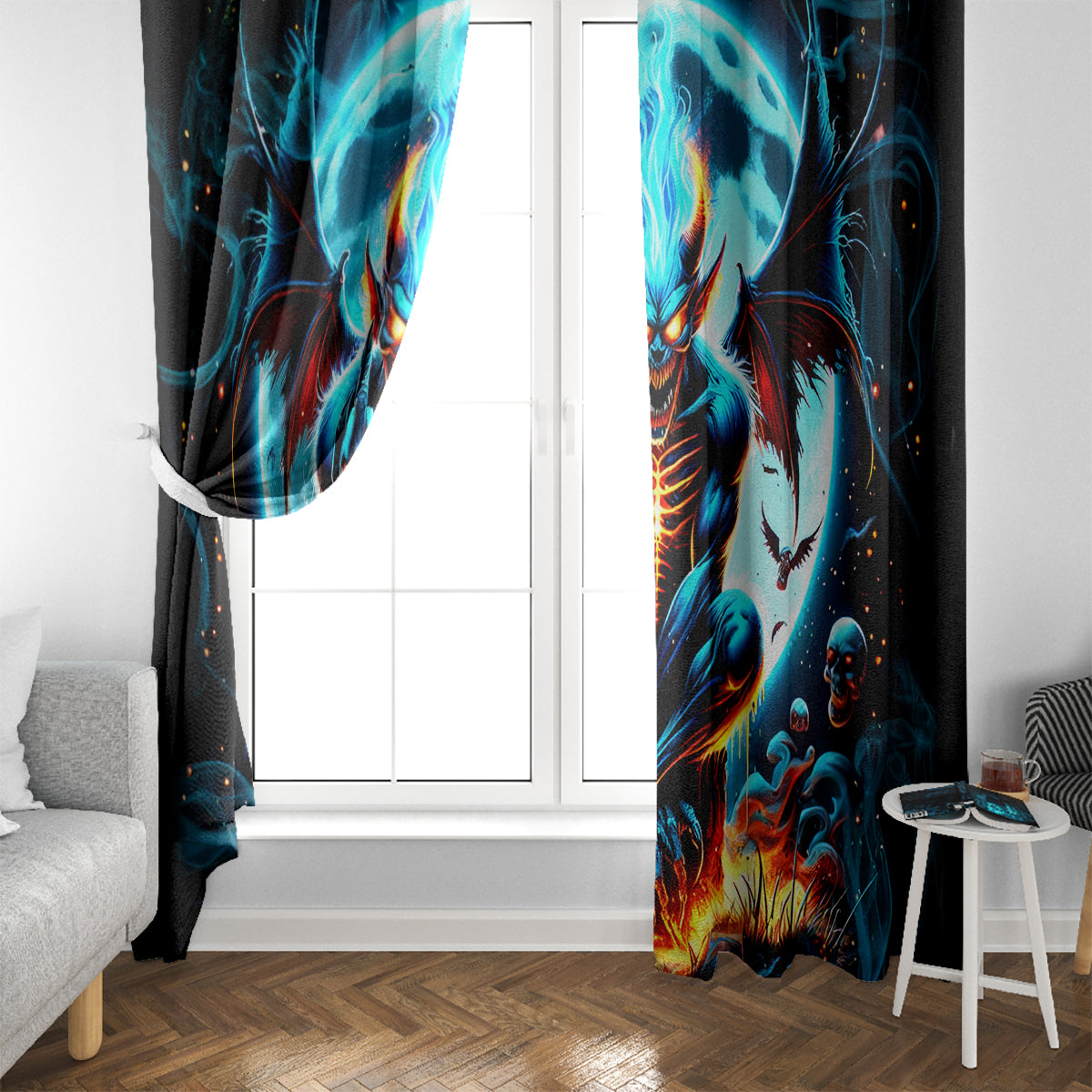 Devil Skull Window Curtain One Day I'm Gonna Just Say And Let My Demons Out Play