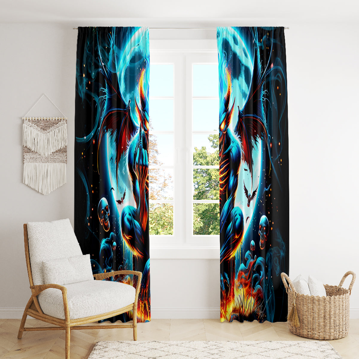 Devil Skull Window Curtain One Day I'm Gonna Just Say And Let My Demons Out Play