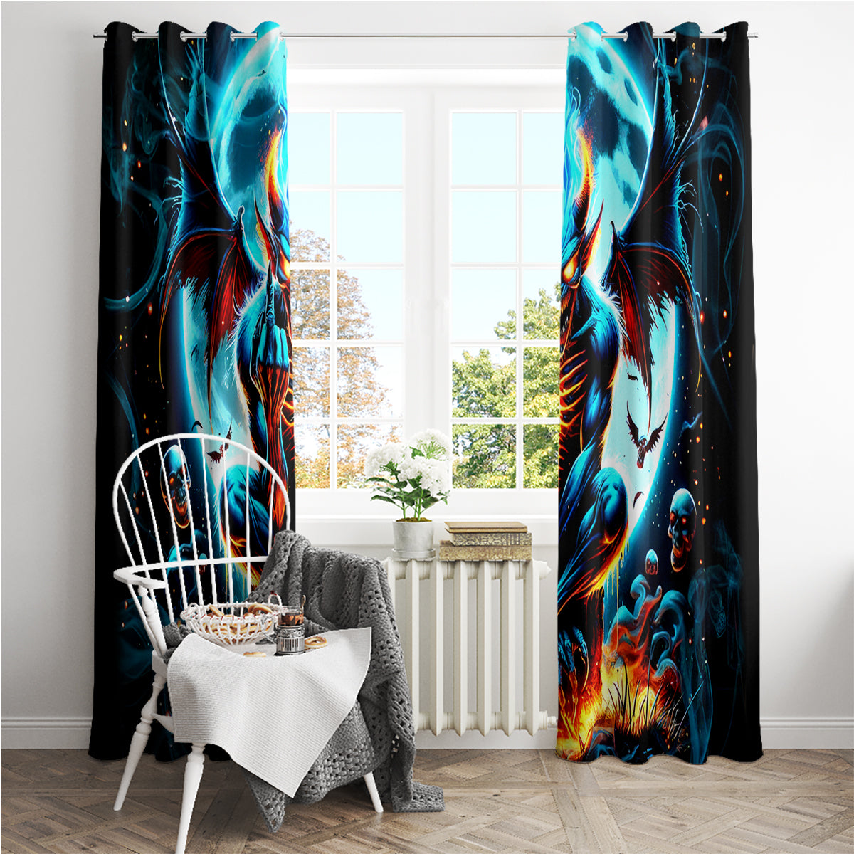 Devil Skull Window Curtain One Day I'm Gonna Just Say And Let My Demons Out Play