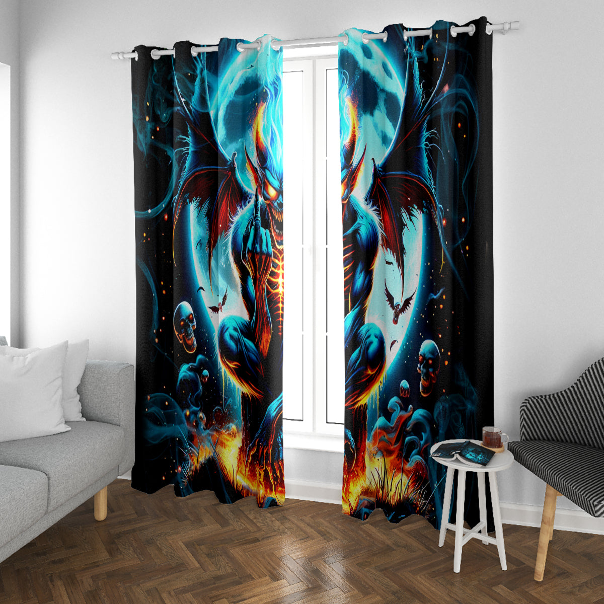 Devil Skull Window Curtain One Day I'm Gonna Just Say And Let My Demons Out Play