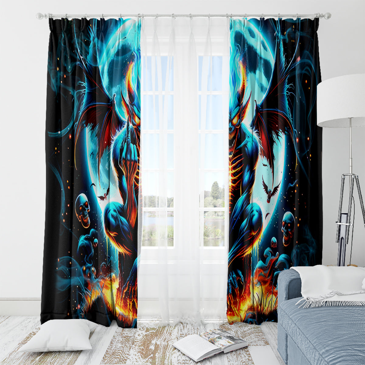 Devil Skull Window Curtain One Day I'm Gonna Just Say And Let My Demons Out Play