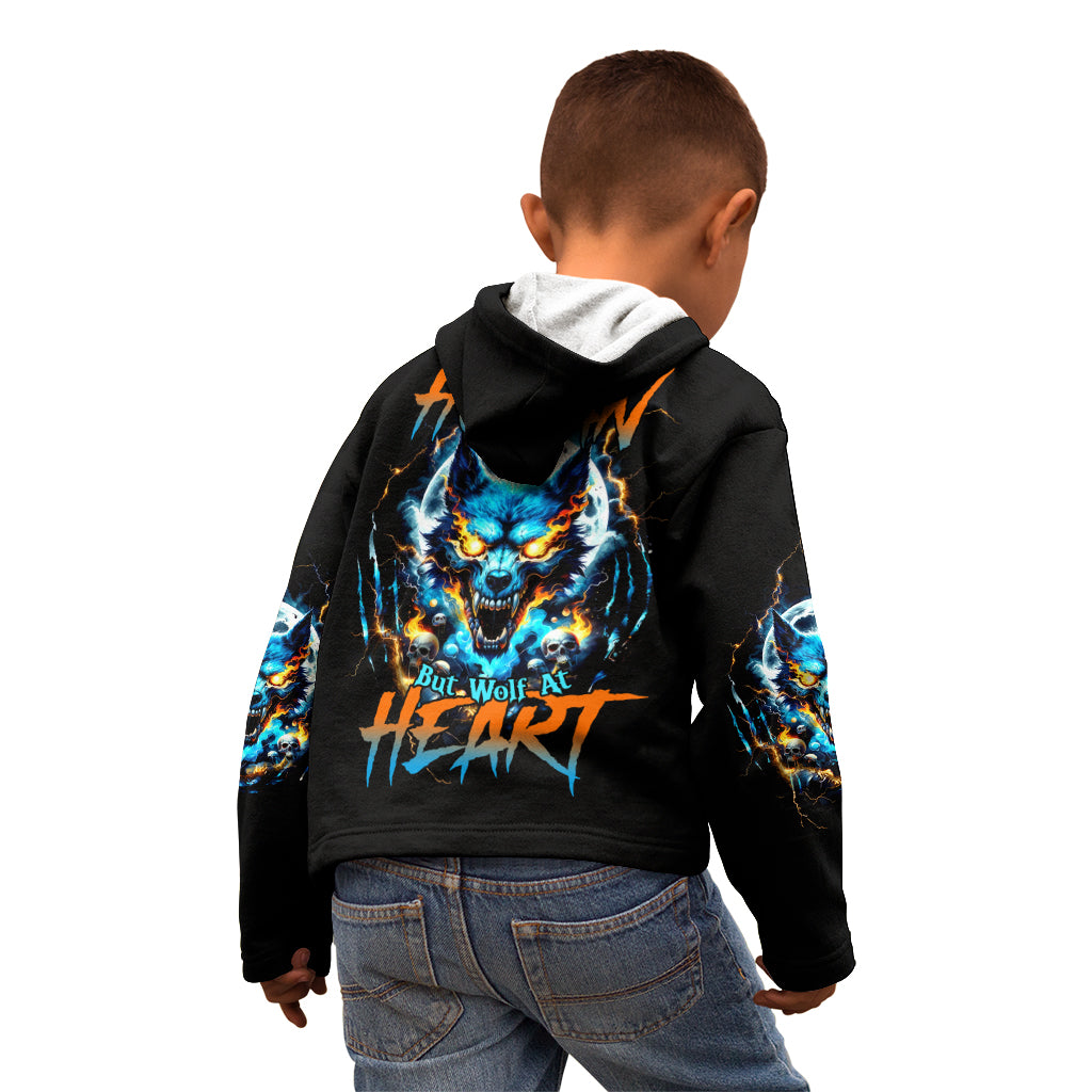 Wolf Skull Kid Hoodie Born As Human But Wolft At Heart
