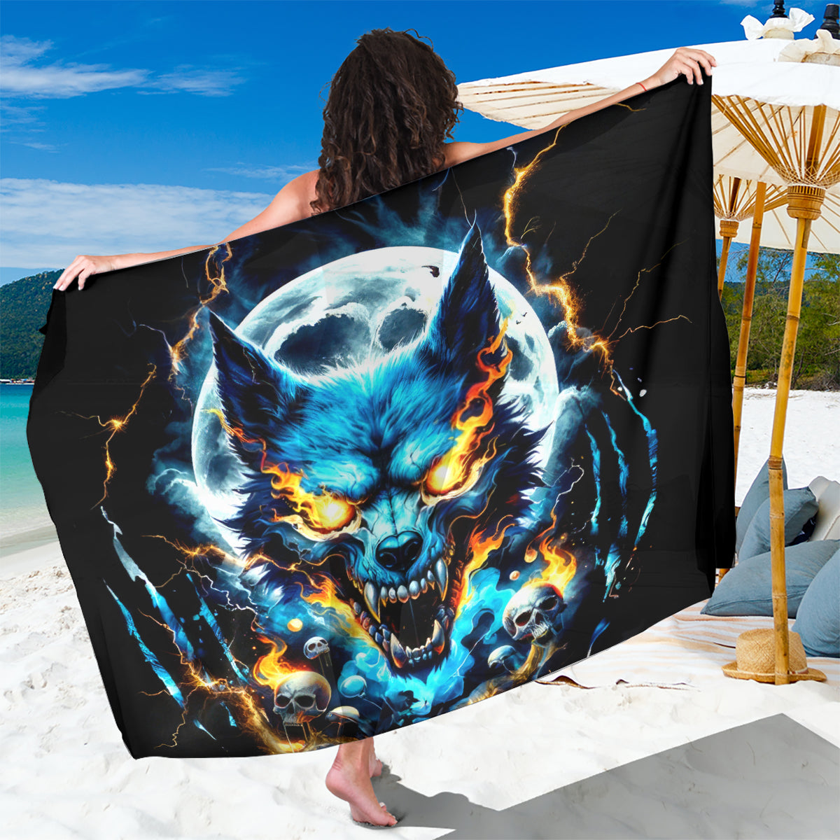 Wolf Skull Sarong Born As Human But Wolft At Heart