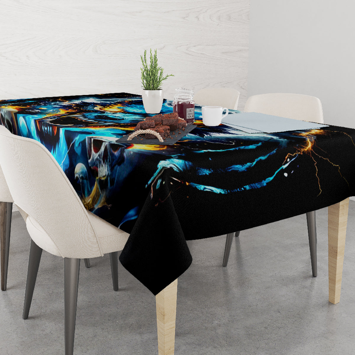 Wolf Skull Tablecloth Born As Human But Wolft At Heart