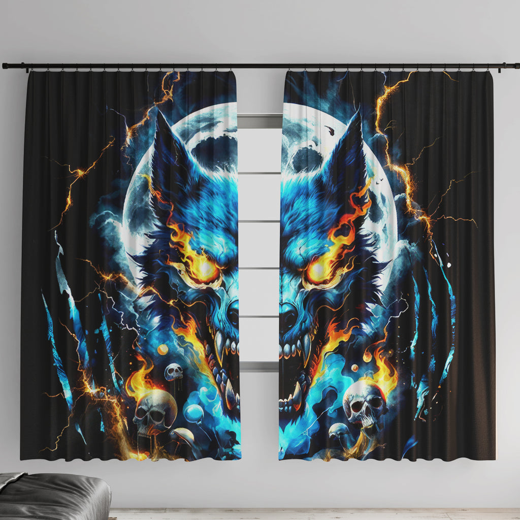 Wolf Skull Window Curtain Born As Human But Wolft At Heart