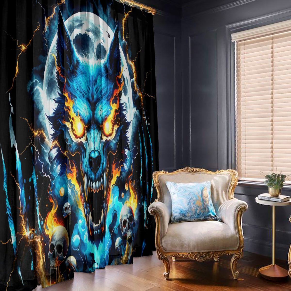 Wolf Skull Window Curtain Born As Human But Wolft At Heart