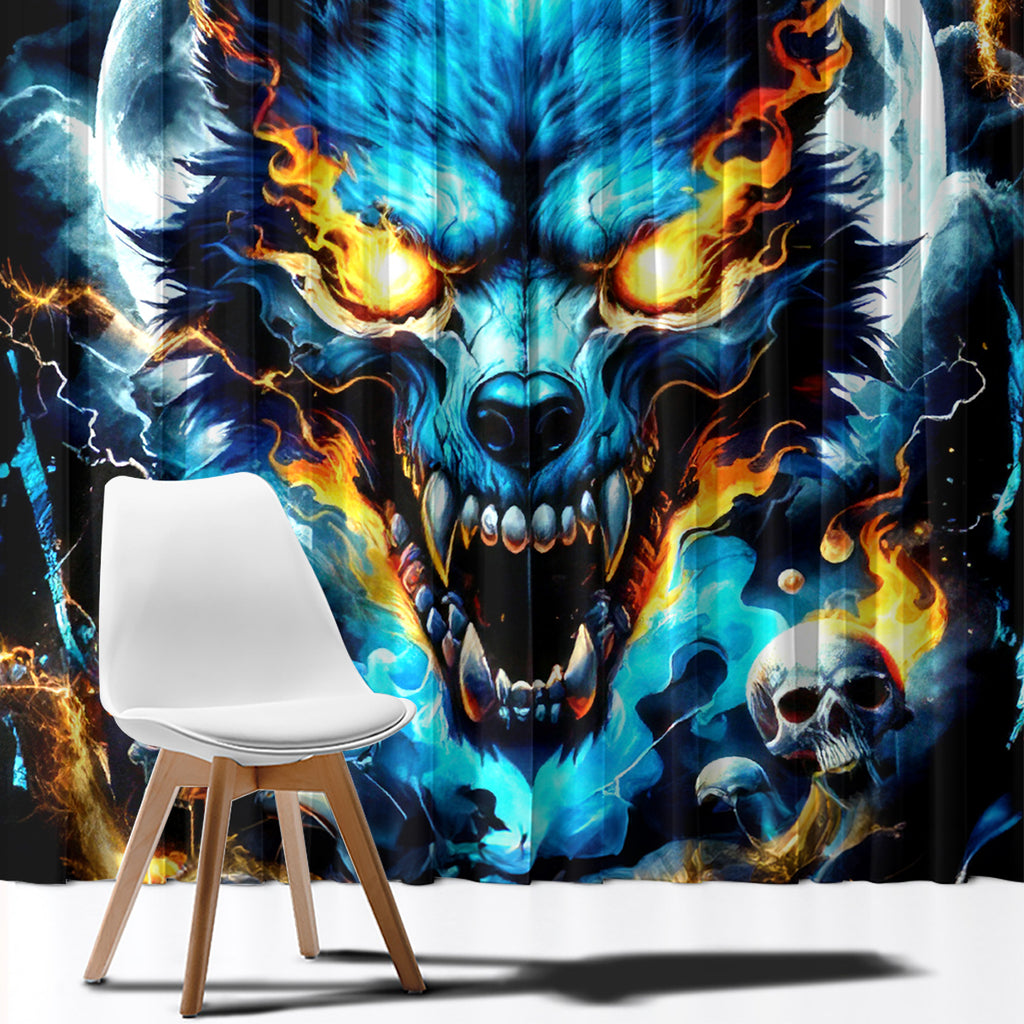 Wolf Skull Window Curtain Born As Human But Wolft At Heart