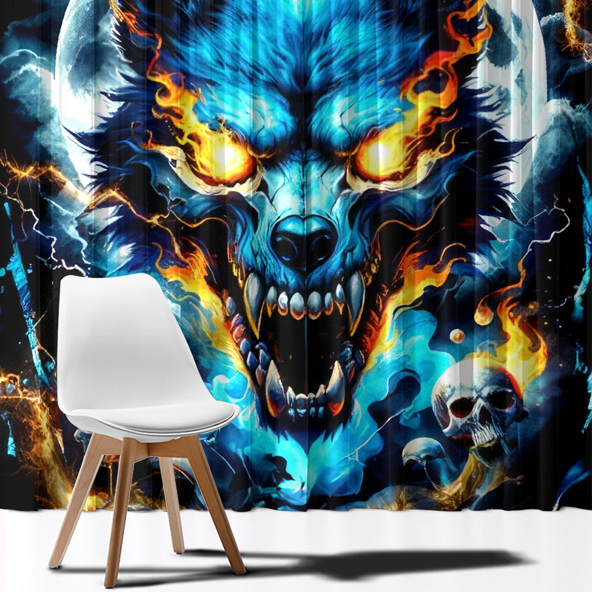 Wolf Skull Window Curtain Born As Human But Wolft At Heart